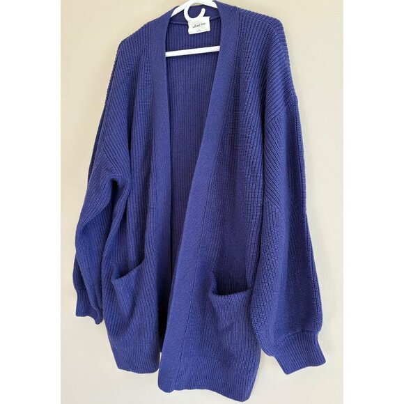Aritzia Wilfred Free Unwind Cozy Open Front Wool Chunky Cardigan Purple Size XL - Picture 4 of 13